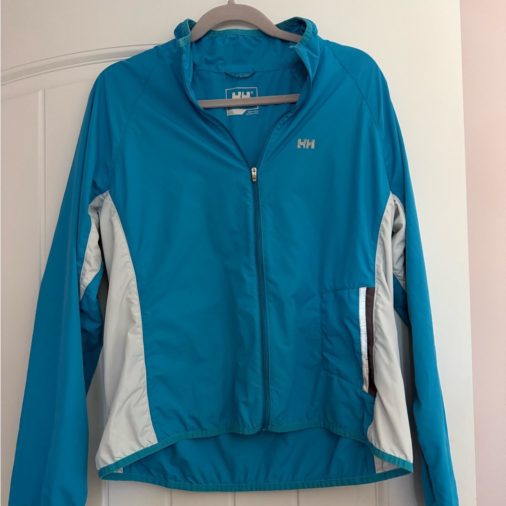 Helly Hansen Teal and White Women's Ski Jacket with Hood